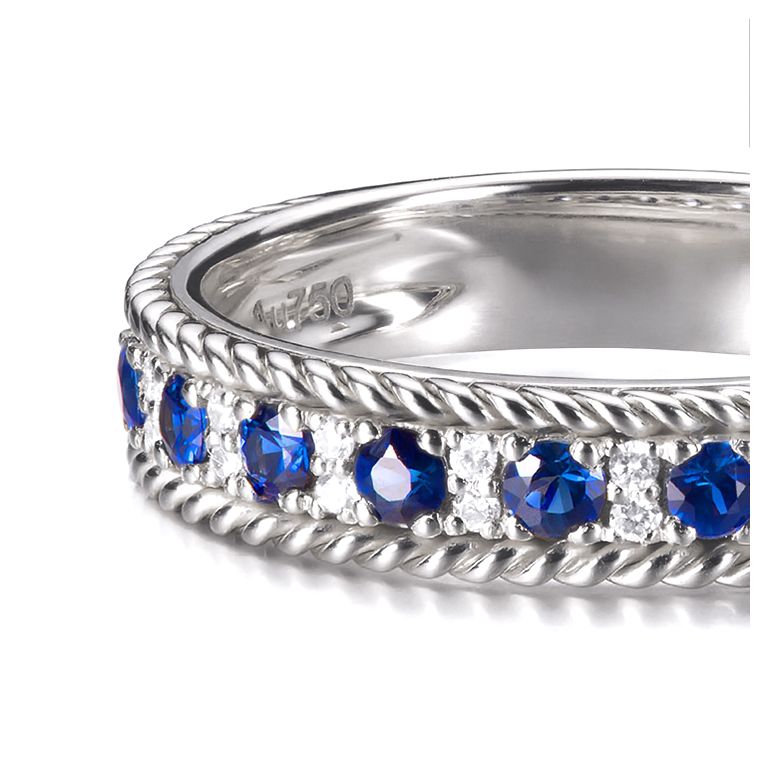 Bague saphir - Tempietto - Or blanc, diamant, saphir - 15