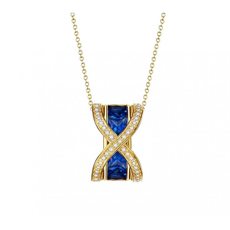 Pendentif sens de nos vies. En diamants, saphirs et or jaune - 4