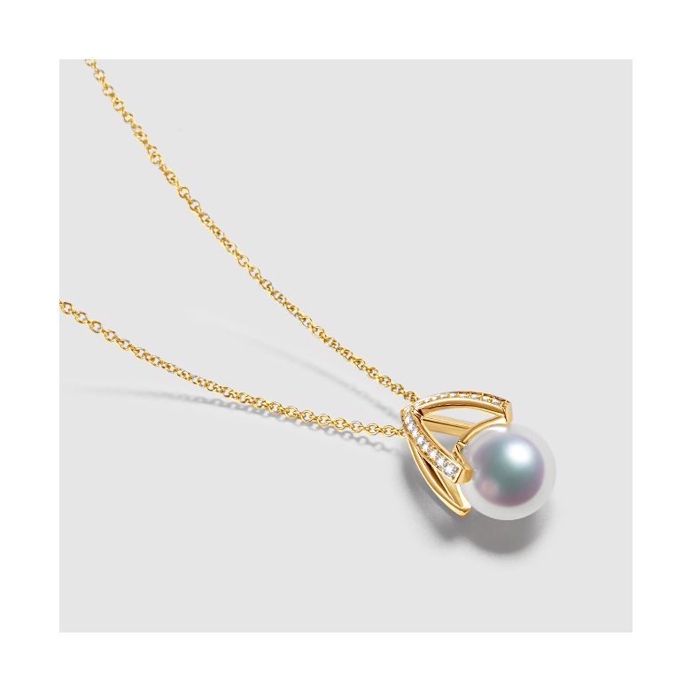 Pendentif perle Akoya Japon. Diamant, Or jaune I Masako - 4