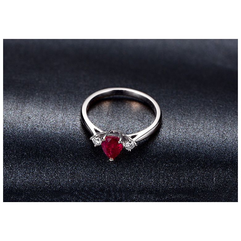 Bague Amour. Or blanc, rubis 1ct taillé en poire, diamants - 3