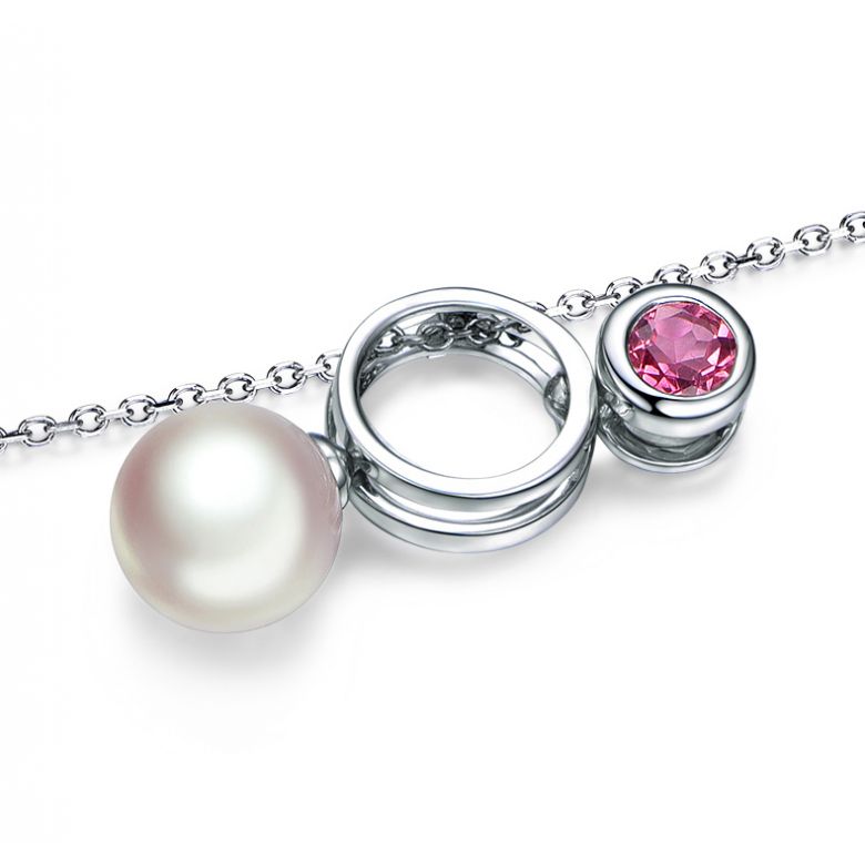 Collier pendentif Aiko. Perle Akoya et tourmaline - 8