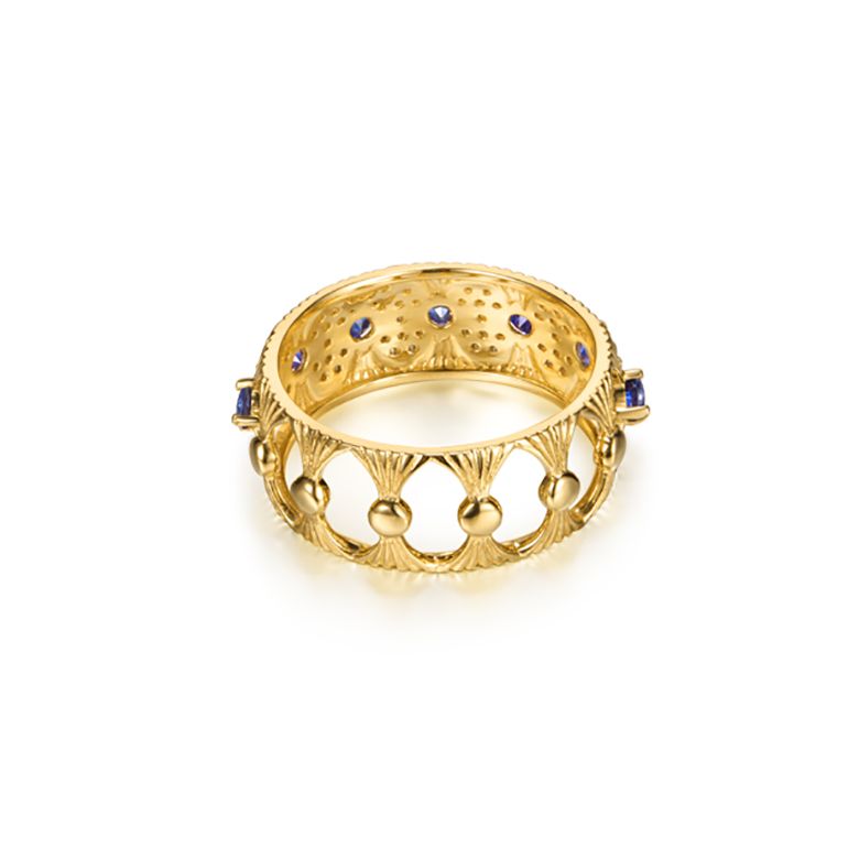 Bague Sixtine - Frivole, Rococo - Or jaune, saphir, diamant - 8