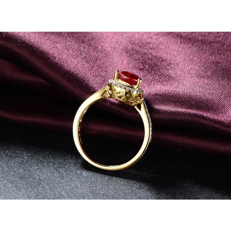 Bague Comtesse Rubis Poire et Diamants. Or jaune - 5