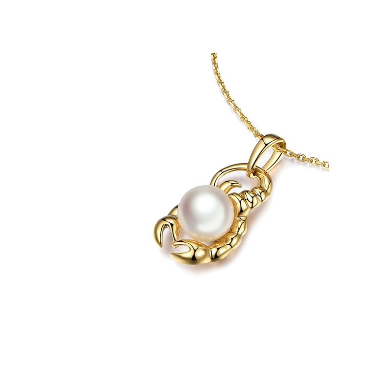 Pendentif Zodiaque. Perle Akoya, Or jaune 18cts - 9