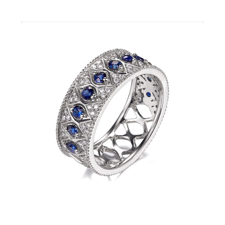 Bague saphir Palais Farnese - Or blanc, saphir & diamant - 7