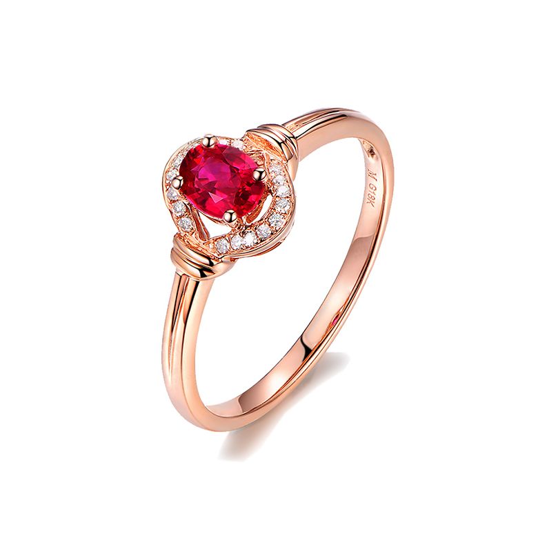 Bague rubis Chéri diamants et Or rose 18cts - 1