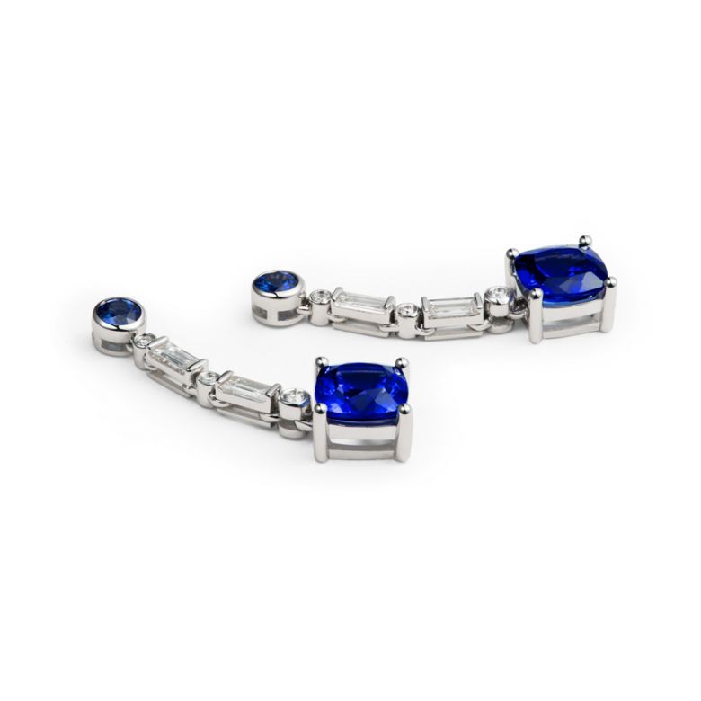 Boucle d oreille Élisabeth Ière - Saphir, diamant & Or blanc - 4