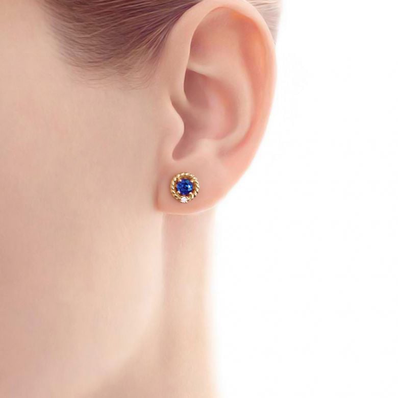 Boucle d oreille Saphir, Diamant & or jaune - Tempietto - 2