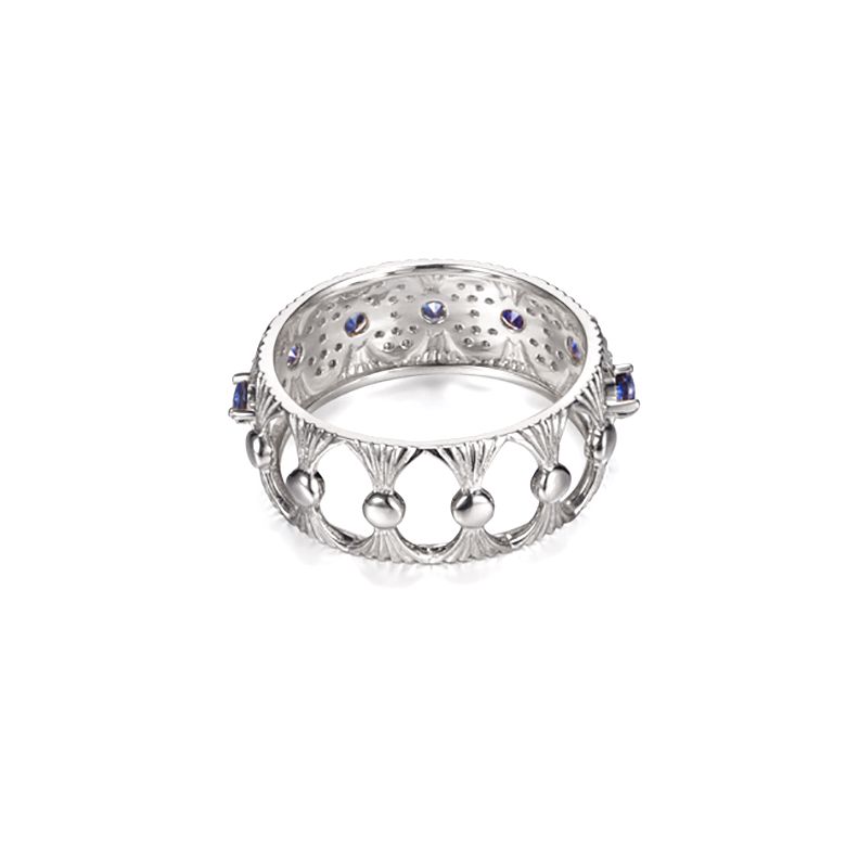 Bague Sixtine - Frivole, Rococo - Or blanc, saphir, diamant - 8