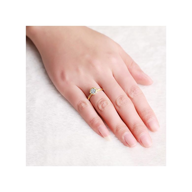 Bague solitaire diamants or jaune - Jasmin étoilé - 7