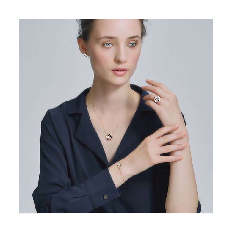 Boucle oreille perle Akoya I Constellation saphir diamant I Seiza, Or jaune - 7