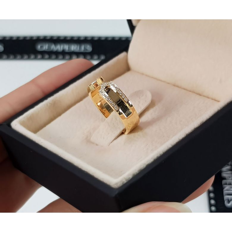 Alliances or jaune originales - Anneaux discontinus Couple - Diamants - 3