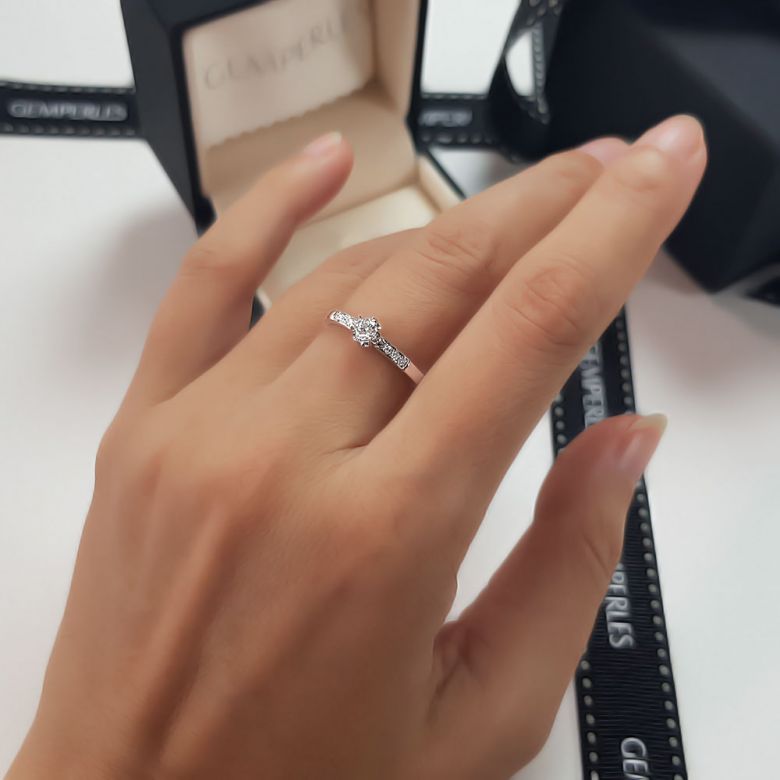 Bague Alliance Solitaire en Platine & Diamants | Gemperles - 9