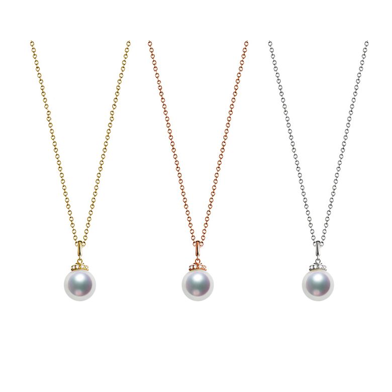 Pendentif Ojo. Perle Akoya Japon. Couronne Diamants, Or rose - 6