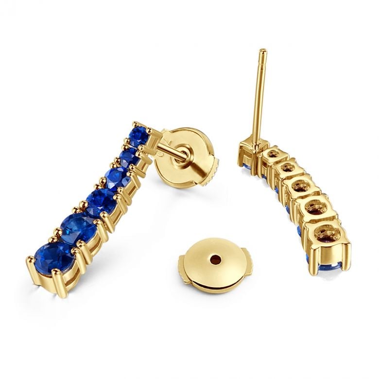 Boucle oreille Montecristo blue - Saphir, or jaune - 5