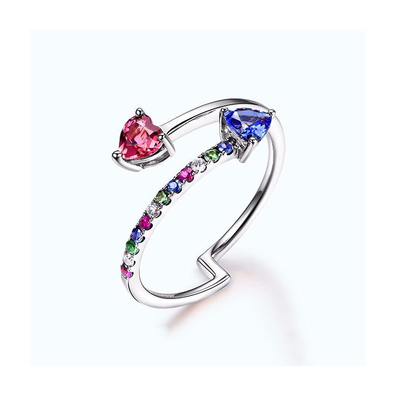 Bague signaux inversés. Or blanc, Saphirs - 1
