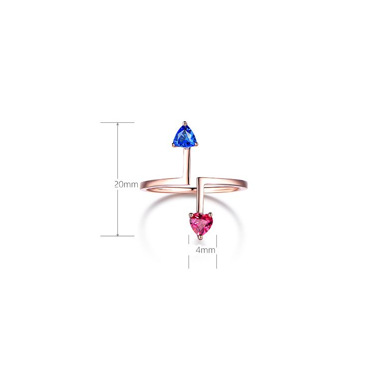 Bague Vice et Versa. saphirs Bleu et Rose. Or rose - 7