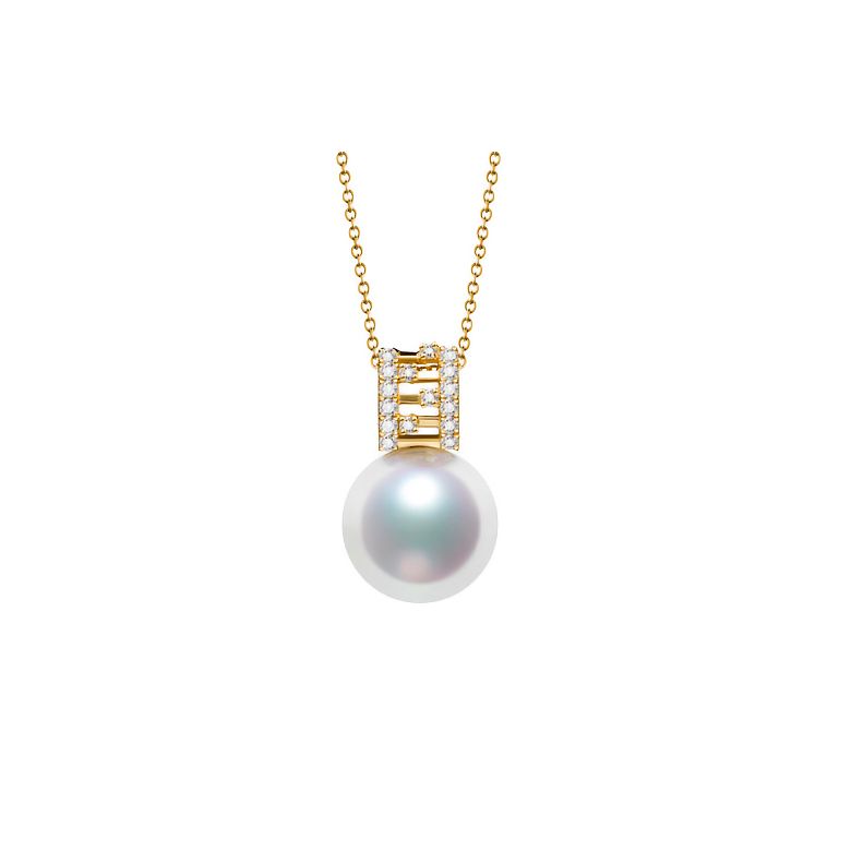 Pendentif Mikiko perle Akoya du Japon. Or jaune, diamants - 1