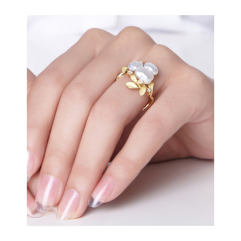 Bague Secret Flower 2nd en perles d'Australie baroques - 5