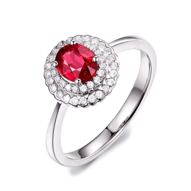 1 rubis, des diamants et de l'or blanc : Bague Florali - 1