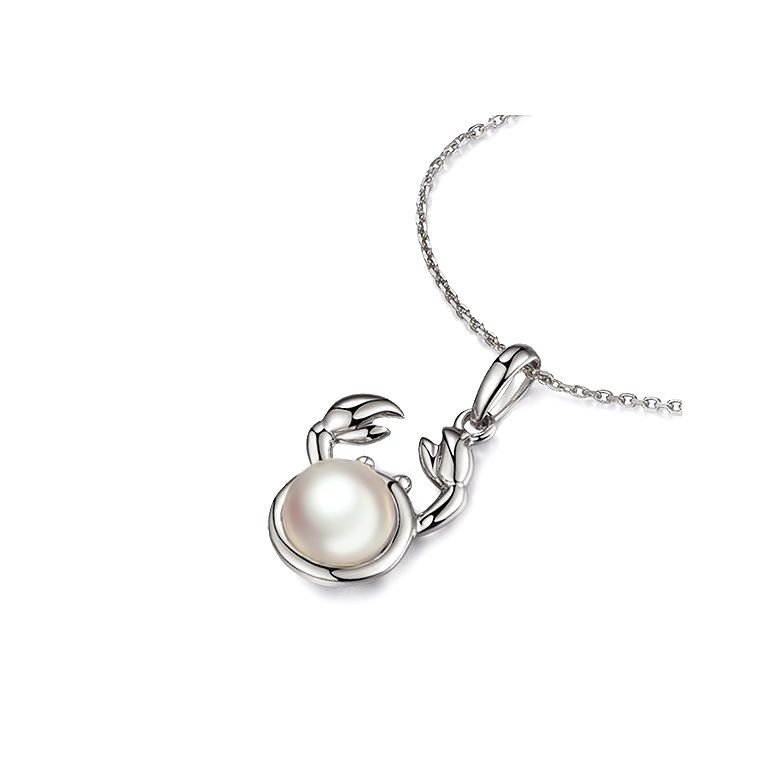 Pendentif Zodiaque. Perle Akoya, Or blanc 18cts - 8