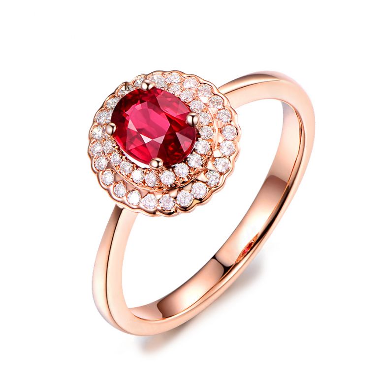 1 rubis, des diamants et de l'or rose : Bague Florali - 1
