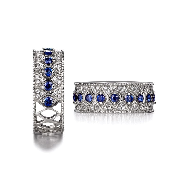 Bague saphir Palais Farnese - Or blanc, saphir & diamant - 3