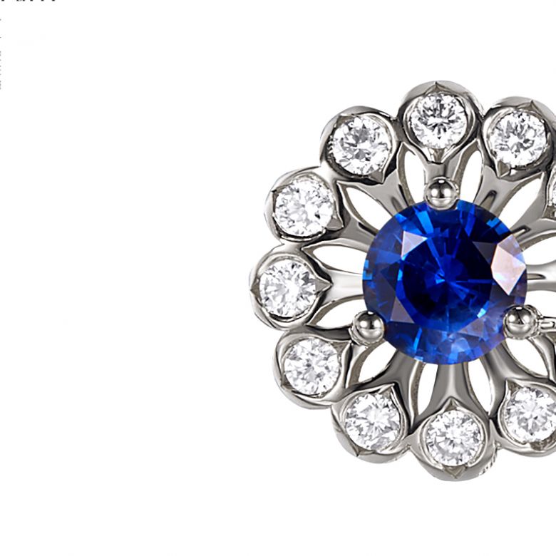 Boucle d oreille bleu de Médicis - Saphir, or blanc, diamant - 5