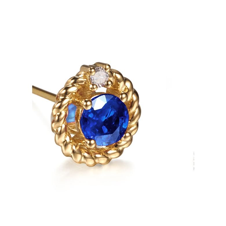 Boucle d oreille Saphir, Diamant & or jaune - Tempietto - 4