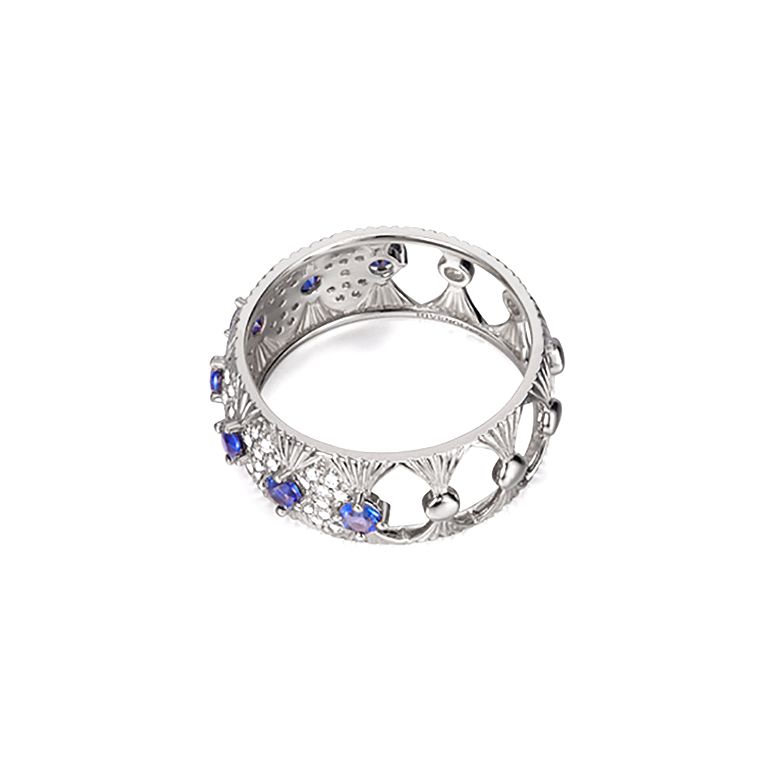 Bague Sixtine - Frivole, Rococo - Or blanc, saphir, diamant - 7