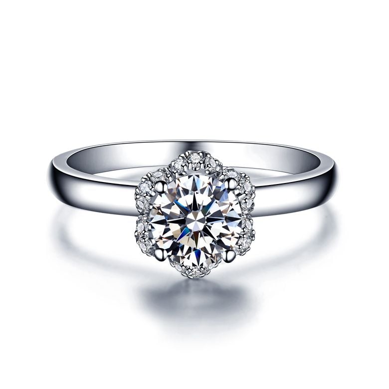 Solitaire Captivante Renoncule - Bague Diamanté & Or Blanc | Gemperles - 2