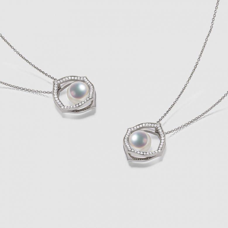 Pendentif or blanc perle culture Akoya, Diamant - Coco Chanel - 7