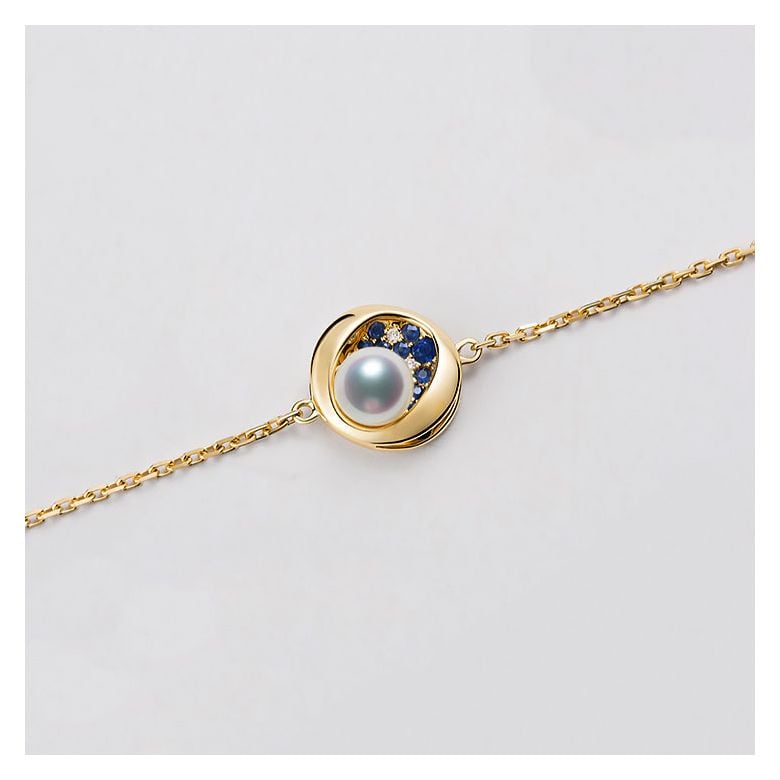 Bracelet perle Akoya - Diamant, saphir, Or jaune I Seiza - 7