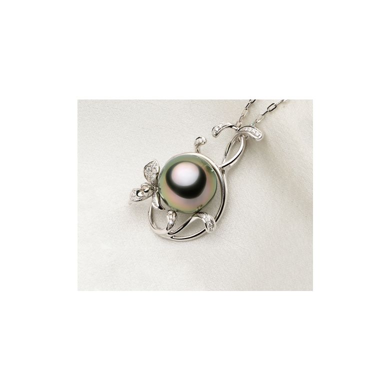 Pendentif Lysette perle de Tahiti, Or blanc et diamants - 5