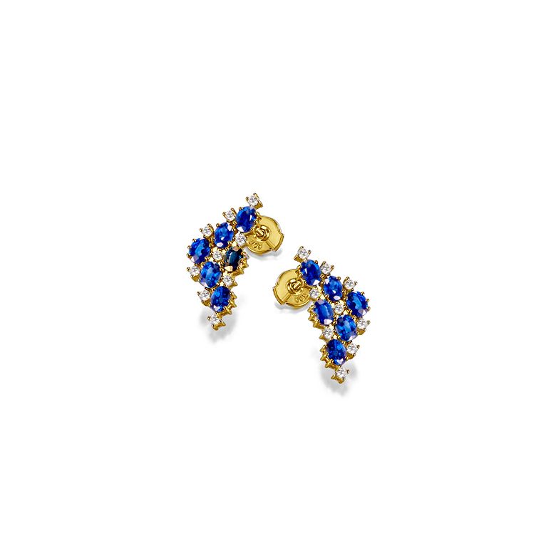 Boucle d oreille Triangle des Bermudes - Saphir, or jaune, diamant - 5