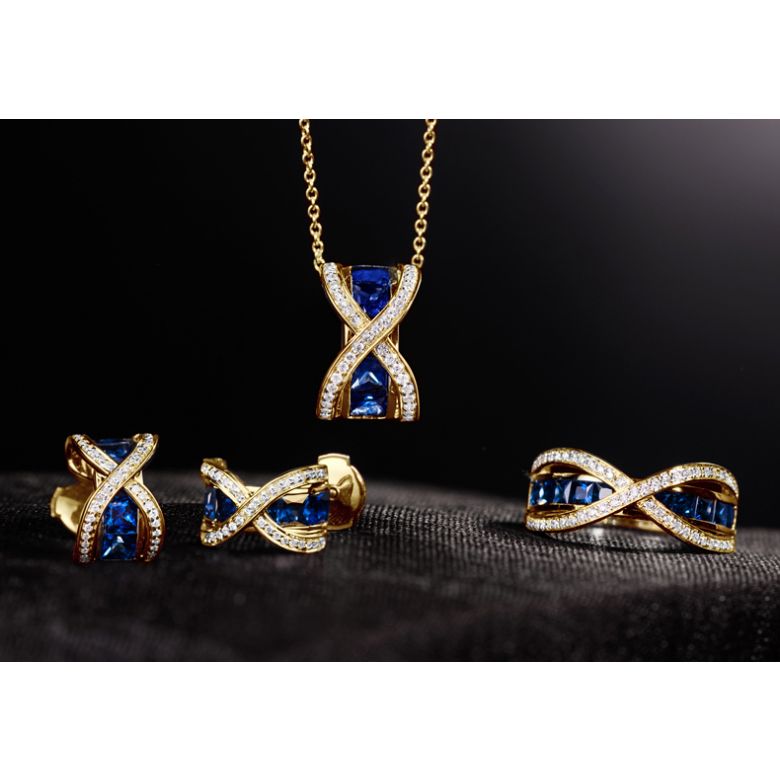 Boucles Oreilles sens de nos vies. En saphirs, diamants et Or jaune - 3