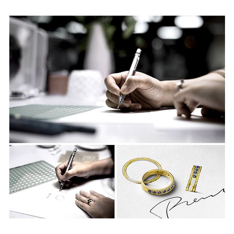 Bague saphir - Tempietto - Or jaune, diamant, saphir - 18