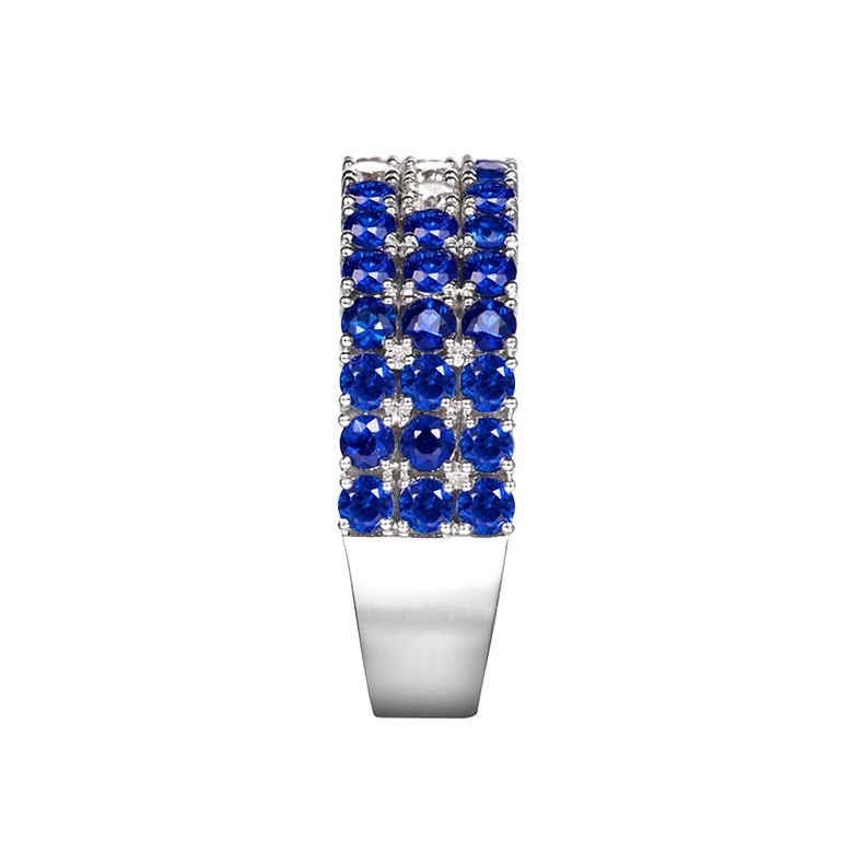 Bague blue lagoon - Pavée saphir & diamant - Or blanc - 5
