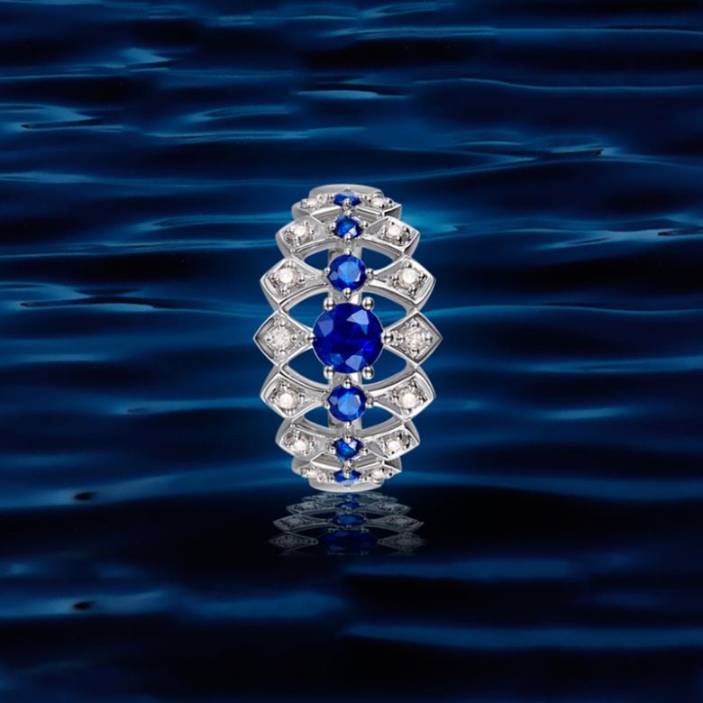 Bague Santa maria novella - Or blanc, saphir bleu & diamant - 4