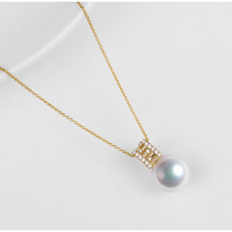Pendentif Mikiko perle Akoya du Japon. Or jaune, diamants - 5