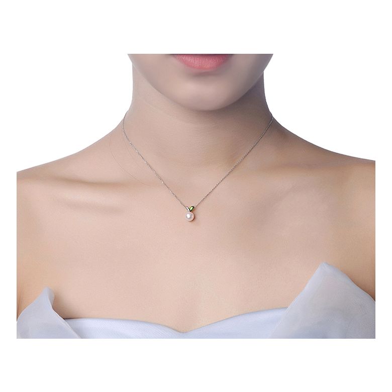 Pendentif perle Akoya. Or blanc, diamants et Péridot - 10