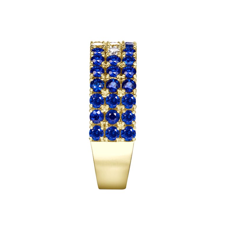 Bague blue lagoon - Pavée saphir & diamant - Or jaune - 8