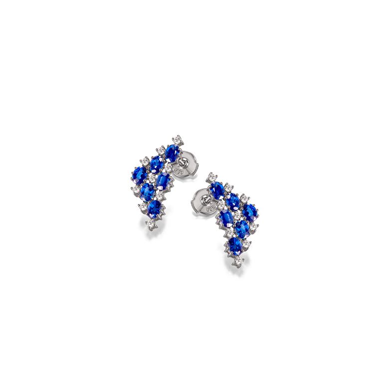 Boucle d oreille Triangle des Bermudes - Saphir, or blanc, diamant - 6