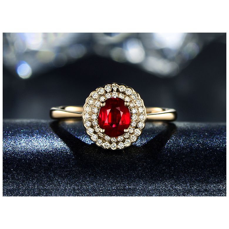 1 rubis, des diamants et de l'or jaune : Bague Florali - 5