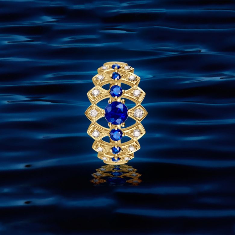 Bague Santa maria novella - Or jaune, saphir bleu & diamant - 3