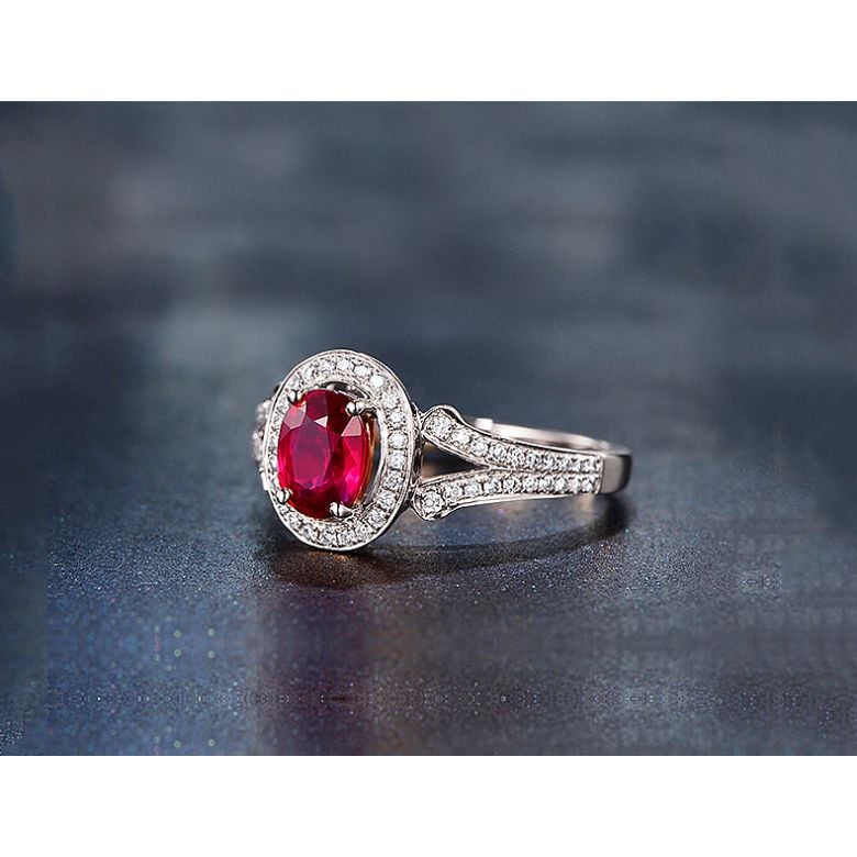 Bague Mogok, rubis de Mozambique.  Or blanc et diamants | Mogok - 6
