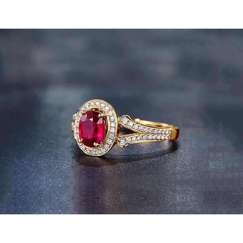 Bague Mogok, rubis de Mozambique.  Or jaune et diamants | Mogok - 8