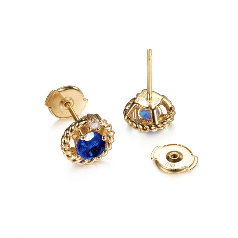 Boucle d oreille Saphir, Diamant & or jaune - Tempietto - 5