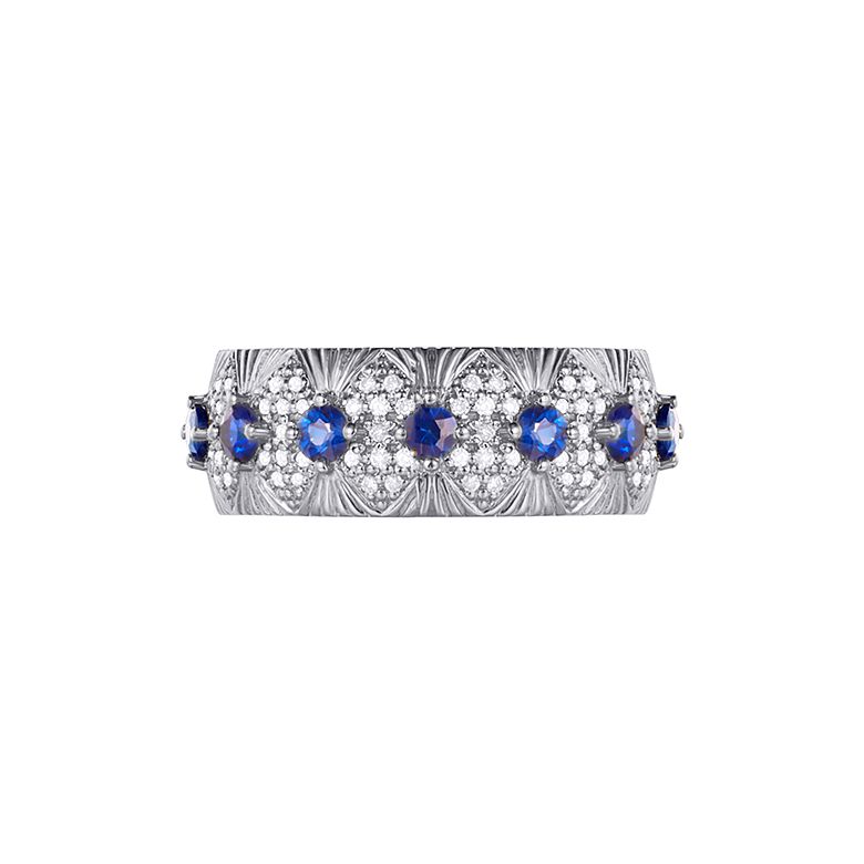 Bague Sixtine - Frivole, Rococo - Or blanc, saphir, diamant - 3