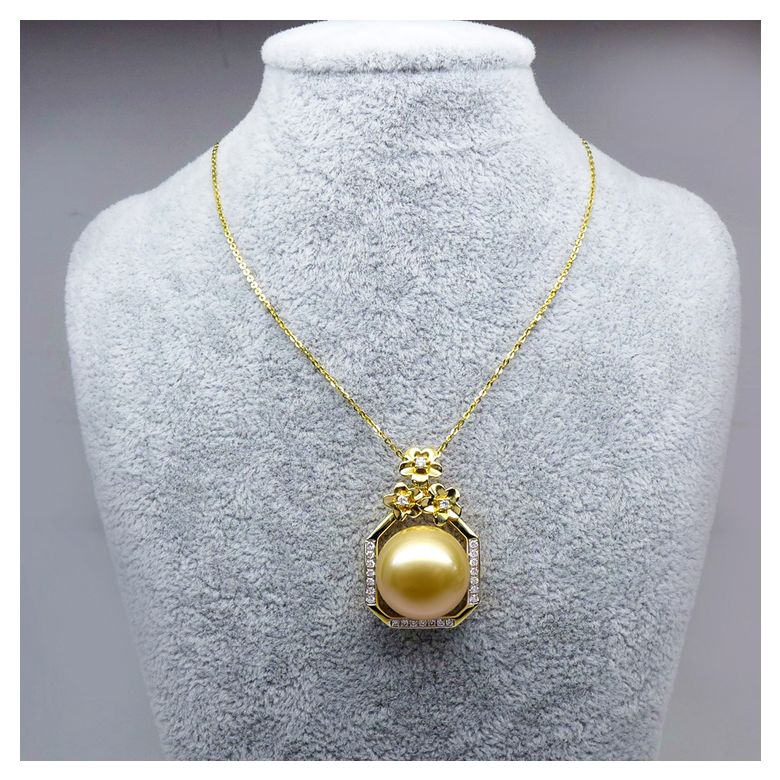 Pendentif parfum précieux -  Or jaune & diamants - Perle dorée - 6